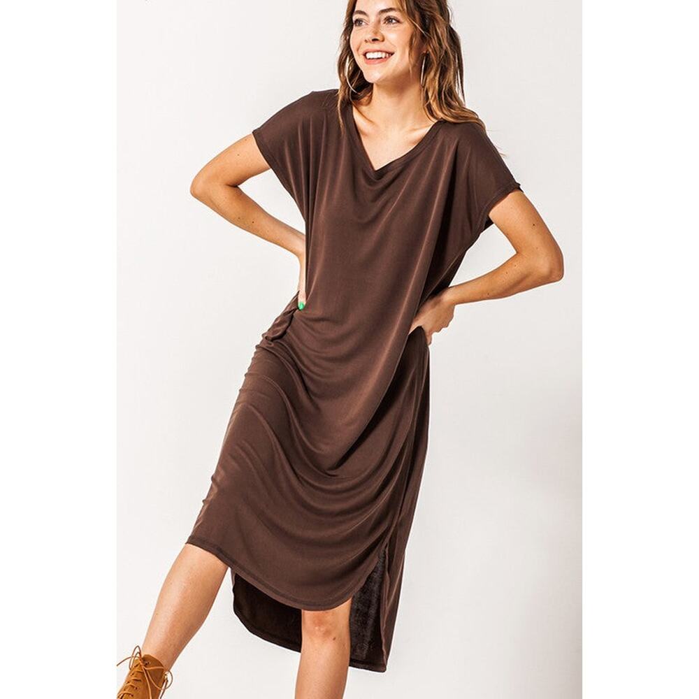 Not So Basic Long Dress-Dark Brown
